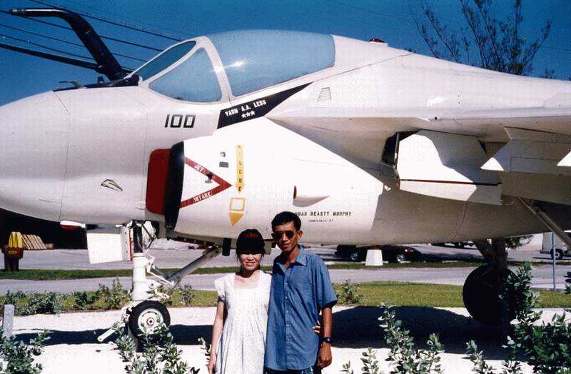 me and my wife in front of Quater Deck of NAS Key West, FL